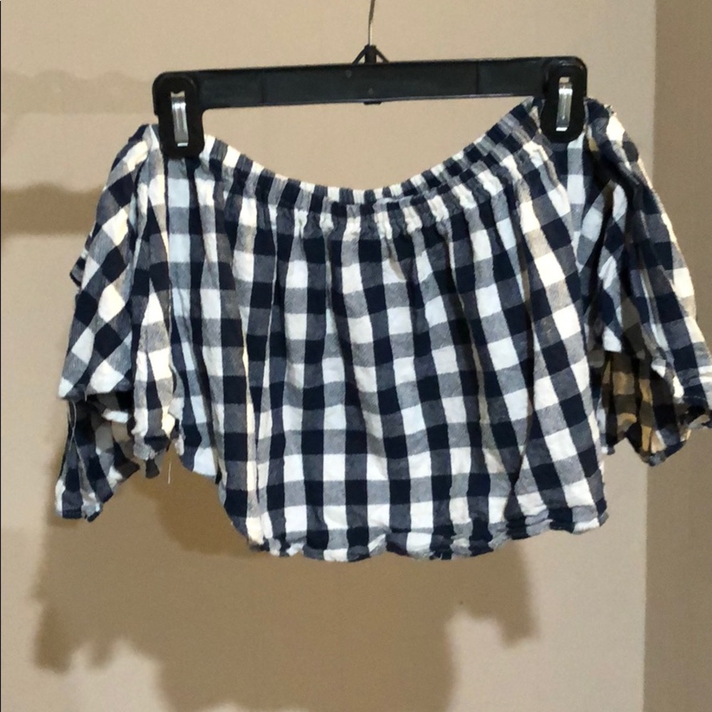 Blue/white crop top